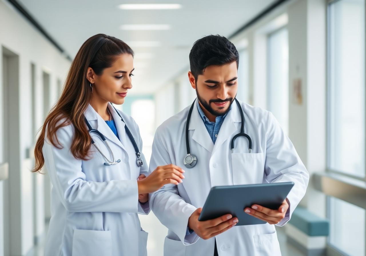 Equipe médica revisando exames