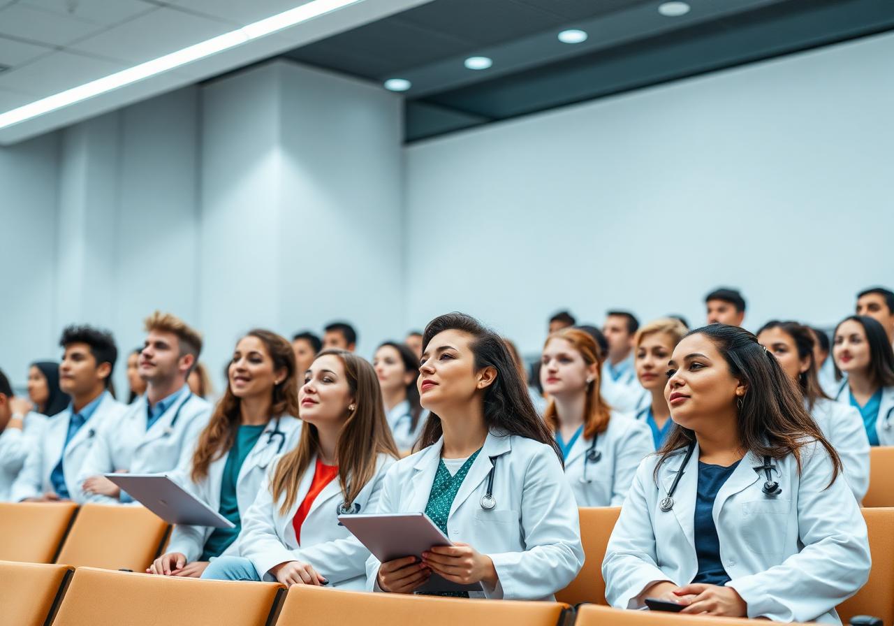 Estudantes de medicina em auditório