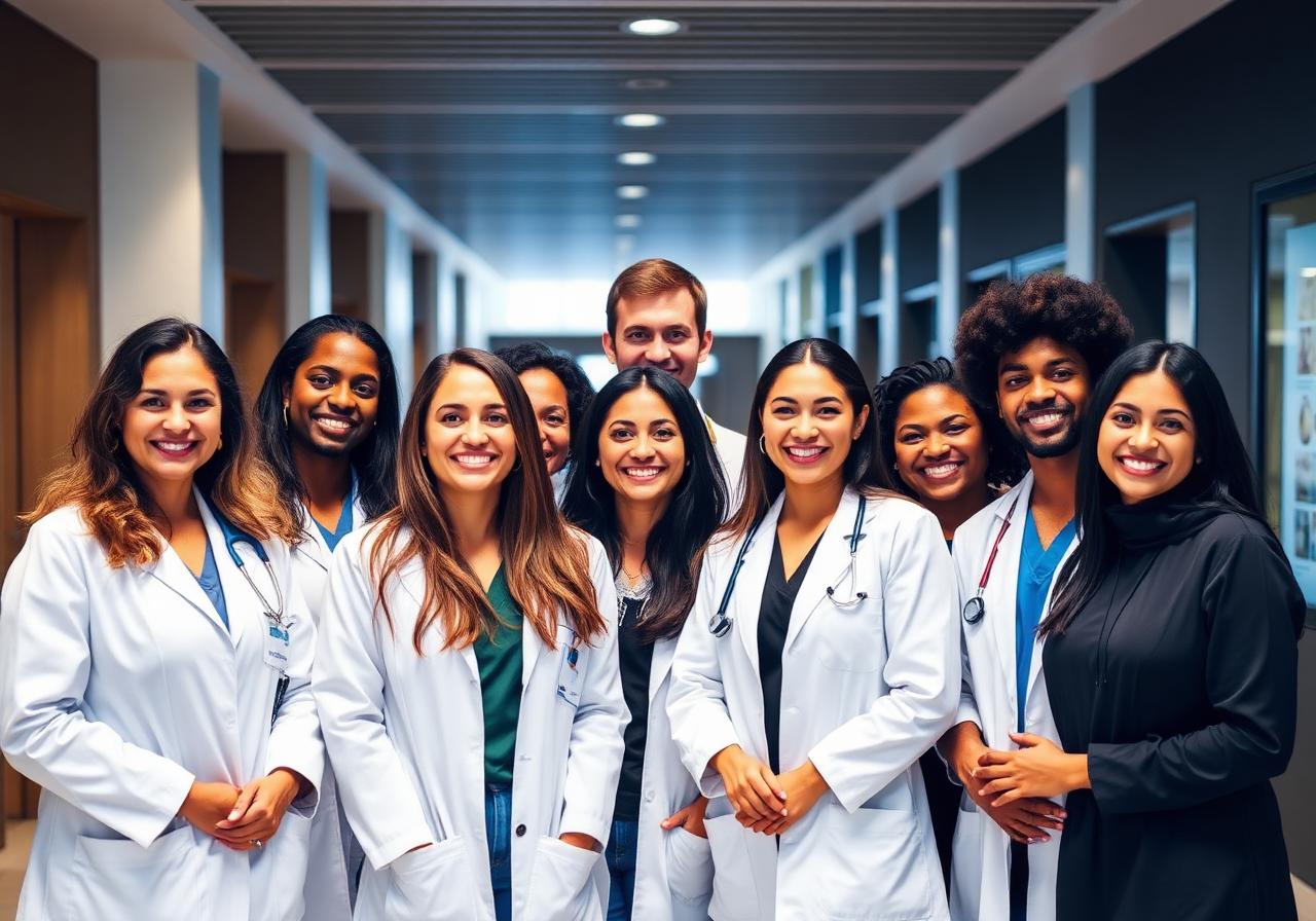 Equipe médica diversa